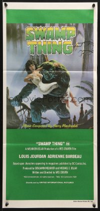 8r962 SWAMP THING Aust daybill 1982 Wes Craven, Richard Hescox art of him holding Adrienne Barbeau!