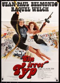 8r272 ANIMAL German 1977 Jean-Paul Belmondo and sexy Raquel Welch swinging on rope by Yves Thos!