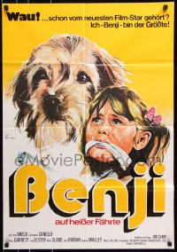 8r287 BENJI German 1975 Joe Camp, classic dog movie, completely different artwork of girl in peril!