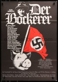 8r336 DER BOCKERER German 1981 wacky different art of Nazi flag stuck in pig's head by Holoubek!