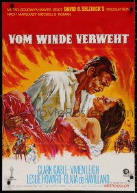 8r364 GONE WITH THE WIND German R1970s Luro art of Gable carrying Leigh over burning Atlanta!