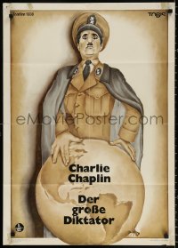 8r367 GREAT DICTATOR German R1973 best art of Charlie Chaplin & Earth by Friedel Schmidt!