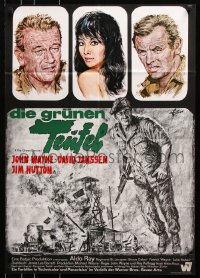 8r369 GREEN BERETS German 1968 John Wayne, David Janssen, Jim Hutton, cool Goetze Vietnam War art!