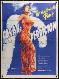 8r083 CASA DE PERDICION Mexican poster 1956 sexy Maria Antonieta Pons in see-through pepper dress!
