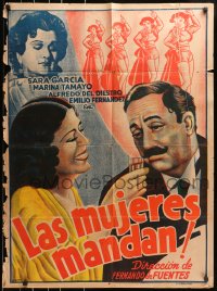 8r096 LAS MUJERES MANDAN Mexican poster 1937 art of top stars + sexy female matador!