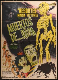 8r098 MUERTOS DE RISA Mexican poster 1957 great scene from country of origin horror movie!