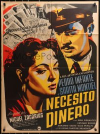 8r099 NECESITO DINERO Mexican poster 1952 Pedro Infante needs money, Josep Renau art!