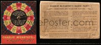 8s044 CHARLIE MCCARTHY'S RADIO PARTY board game 1938 with spinner board & 21 die-cut pieces!