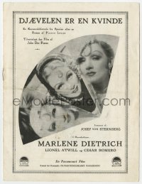 8s137 DEVIL IS A WOMAN Danish program 1935 Marlene Dietrich, Josef von Sternberg, different!