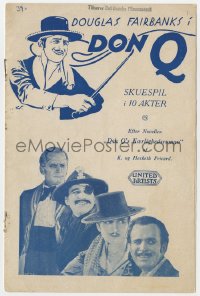 8s141 DON Q SON OF ZORRO Danish program 1925 Douglas Fairbanks in four different costumes!
