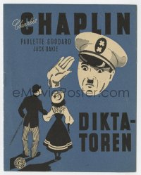 8s152 GREAT DICTATOR Danish program 1947 Charlie Chaplin directs & stars, great different art!