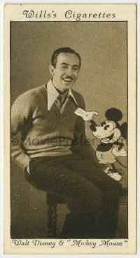 8s005 WALT DISNEY English 2x3 cigarette card 1931 great smiling portrait with early Mickey Mouse!