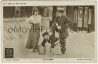 8s065 BANK 4x6 Red Letter photo card R1920s Charlie Chaplin tries to impress Edna Purviance!