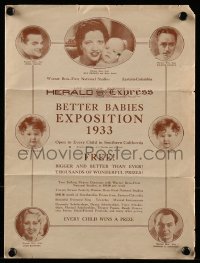 8s042 BETTER BABIES EXPOSITION 1933 contest registration brochure 1933 Warner Bros stars pictured!