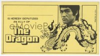 8s013 ENTER THE DRAGON 3x6 promo card 1973 Bruce Lee classic, the movie that made him a legend!