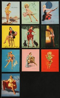 8s077 GIL ELVGREN group of 10 3x4 color prints 1950s wonderful sexy pinup art of sexy women!