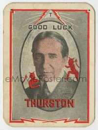 8s076 HOWARD THURSTON 3x4 magic card 1930s great image of the magician w/ devils on his shoulders!
