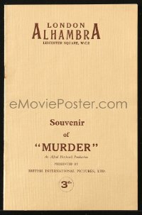 8s001 MURDER English souvenir program book 1930 Alfred Hitchcock, country of origin, ultra rare!