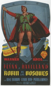 8s195 ADVENTURES OF ROBIN HOOD die-cut Spanish herald 1948 best art of Errol Flynn as Robin Hood!