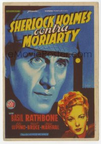 8s196 ADVENTURES OF SHERLOCK HOLMES Spanish herald 1940 Soligo art of Basil Rathbone & Ida Lupino!