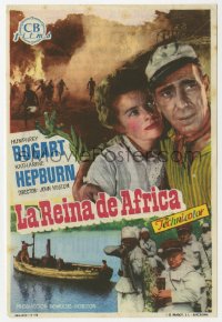 8s197 AFRICAN QUEEN Spanish herald 1952 different image of Humphrey Bogart & Katharine Hepburn!