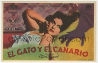 8s212 CAT & THE CANARY Spanish herald 1939 c/u of monster hand threatening sexy Paulette Goddard!