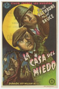 8s244 HOUSE OF FEAR Spanish herald 1946 Basil Rathbone as Sherlock Holmes, Nigel Bruce as Watson!