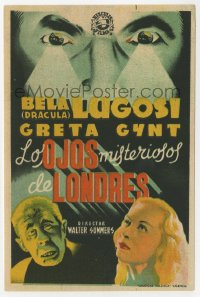 8s247 HUMAN MONSTER Spanish herald R1940s completely different art of Bela Lugosi, Edgar Wallace!