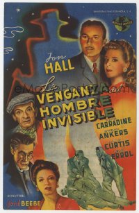 8s250 INVISIBLE MAN'S REVENGE Spanish herald 1944 Jon Hall, H.G. Wells, different art of top cast!