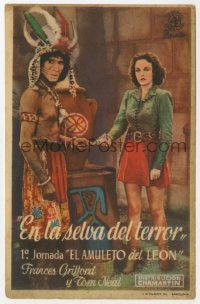 8s251 JUNGLE GIRL part 1 Spanish herald 1945 Frances Gifford & native, Edgar Rice Burroughs, serial!