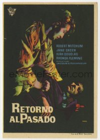 8s262 OUT OF THE PAST Spanish herald 1958 different art of Robert Mitchum over guy by Mac Gomez!