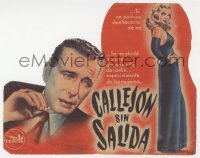 8s221 DEAD RECKONING die-cut Spanish herald 1948 art of Humphrey Bogart & sexy Lizabeth Scott!