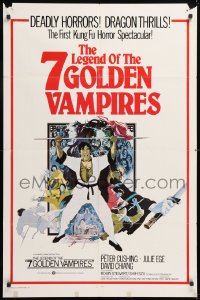 8t011 7 BROTHERS MEET DRACULA int'l 1sh 1979 Legend of the 7 Golden Vampires, kung fu horror art!