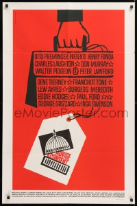 8t019 ADVISE & CONSENT 1sh 1962 Otto Preminger, Saul Bass Washington Capitol & attache case art!