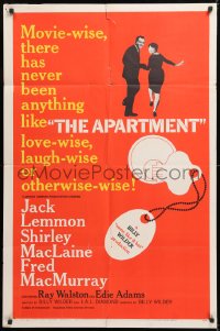 8t042 APARTMENT 1sh 1960 Billy Wilder, Jack Lemmon, sexy Shirley MacLaine, cool key-in-lock art!