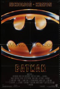 8t064 BATMAN style C 1sh 1989 directed by Tim Burton, cool image of Bat logo!