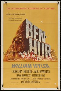 8t074 BEN-HUR 1sh 1960 Charlton Heston, William Wyler classic epic, cool chariot & title art!