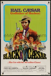 8t089 BLACK CAESAR 1sh 1973 AIP Williamson blaxploitation, Godfather of Harlem art by G. Akimoto!