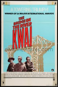 8t118 BRIDGE ON THE RIVER KWAI 1sh R1981 William Holden with gun, David Lean WWII classic!
