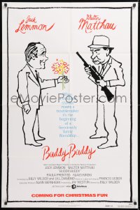 8t122 BUDDY BUDDY advance 1sh 1981 great wacky art of Walter Matthau & Jack Lemmon by John Solie!