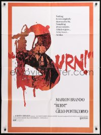 8t124 BURN DS 28x38 1sh 1970 Marlon Brando profiteers from war, directed by Gillo Pontecorvo!