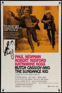 8t126 BUTCH CASSIDY & THE SUNDANCE KID style B 1sh 1969 Paul Newman, Robert Redford, Ross!