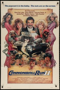8t133 CANNONBALL RUN II 1sh 1984 great Drew Struzan art of Burt Reynolds, Dean Martin & sexy girls!