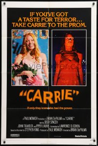 8t138 CARRIE 1sh 1976 Stephen King, Sissy Spacek before and after her bloodbath at the prom!