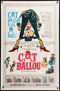 8t142 CAT BALLOU 1sh 1965 classic sexy cowgirl Jane Fonda, Lee Marvin, great artwork!