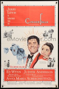 8t161 CINDERFELLA 1sh 1960 Norman Rockwell art of Jerry Lewis & Anna Maria Alberghetti!