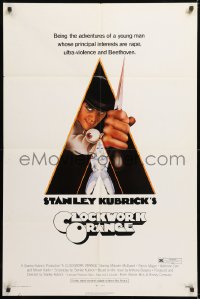 8t166 CLOCKWORK ORANGE 1sh 1972 Stanley Kubrick classic, Castle art of Malcolm McDowell!