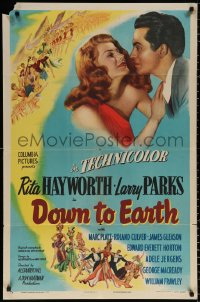 8t243 DOWN TO EARTH style B 1sh 1947 sensational different colorful art of sexy Rita Hayworth!