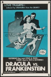 8t249 DRACULA VS. FRANKENSTEIN 1sh 1971 yesterday cold and dead, today hot and bothered, sexy art!