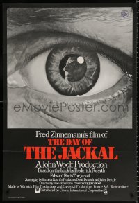 8t200 DAY OF THE JACKAL English 1sh 1973 cool different Michael Leonard art of de Gaulle in eyeball